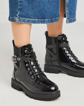 Lindsay Lace Up Utility Ankle Boot Wide E Fit