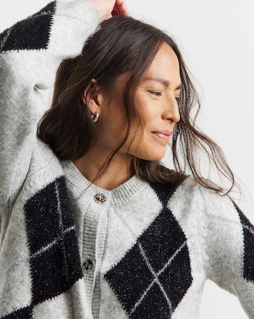 Mono Sparkle Argyle Cardigan