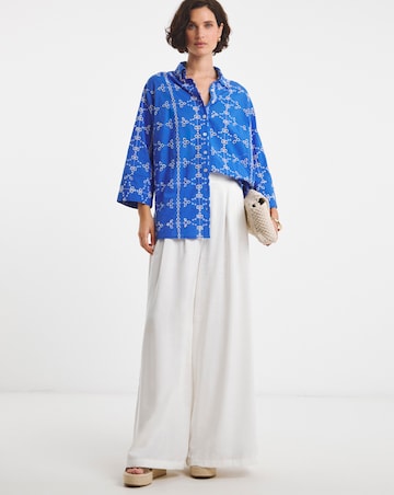 Pure Cotton Contrast Broderie Shirt