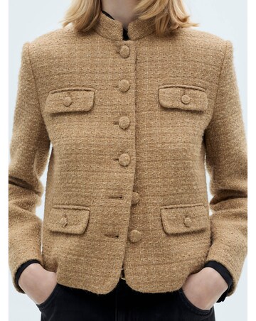 Mango Tweed Jacket with Stand Up Collar