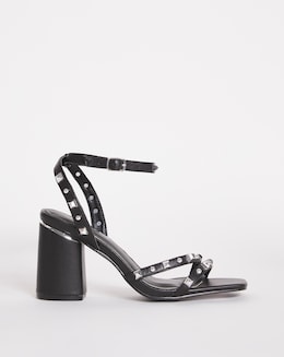 Lugo Asymmetric Stud Heeled Sandals - Wide Fit (E)