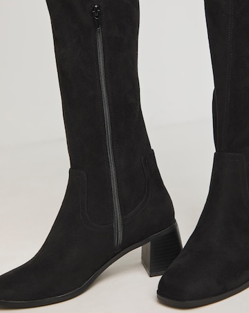 Walker Classic Block Heel Over Knee Stretch Boots - Wide Fit (E) & Curvy Calf