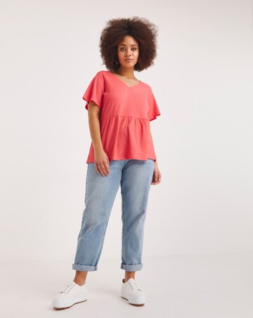 Coral Textured Peplum Top