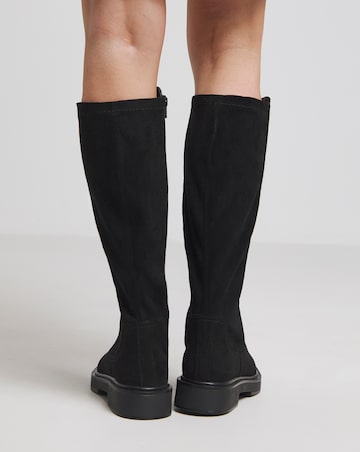 Perry Stretch Back Panel Flat Knee High Boots - Wide Fit (E) & Standard Calf