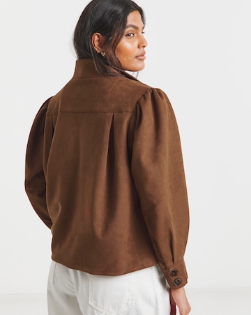 Simply Be Tan Funnel Neck Suedette Jacket