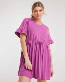 Purple Supersoft Jersey Frill Smock Dress