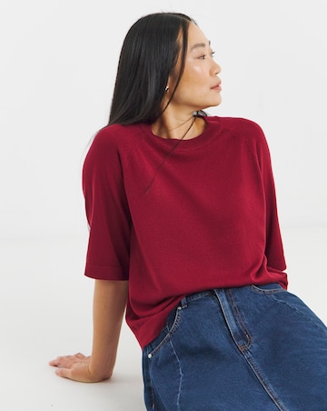 Berry Half Sleeve Raglan Knitted T-shirt