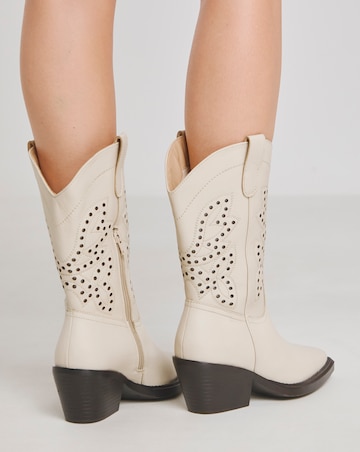 Daytona Leather Western Mid Calf Boots - Wide Fit (E) & Super Curvy Calf