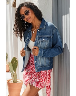 Sosandar Mid Blue Relaxed Fit Denim Jacket