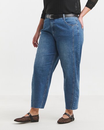 Simply Be Mid Wash Barrel Leg Jean