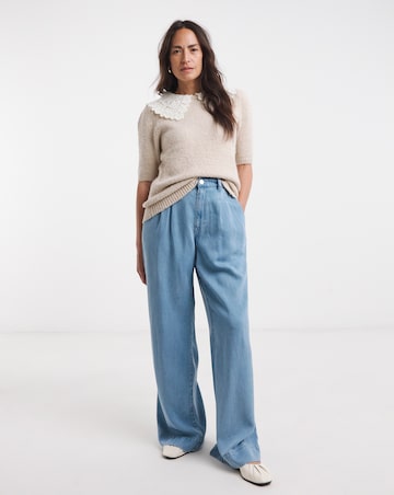 Crochet Collar Short Sleeve Jumper