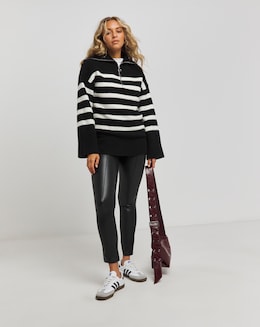 Seam Detail High Waist PU Leggings