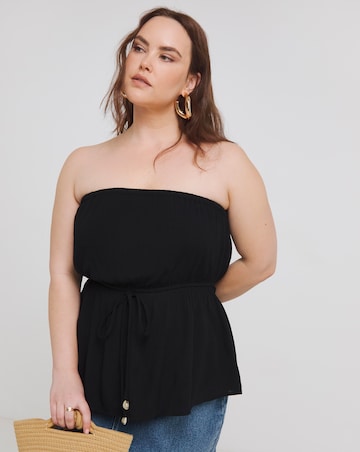 Simply Be Black Crinkle Bandeau Shell Tie Top
