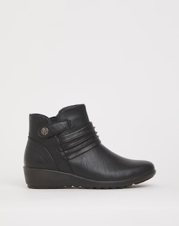 Cushion Walk Ruched Zip Ankle Boot Wide E Fit