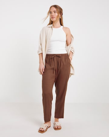 Simply Be Tie Waist Linen Mix Tapered Trousers