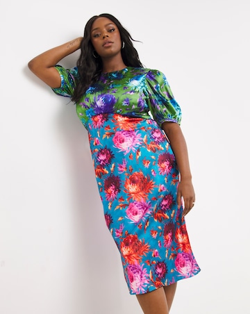 Hope & Ivy Mixed Print Satin Tea Dress