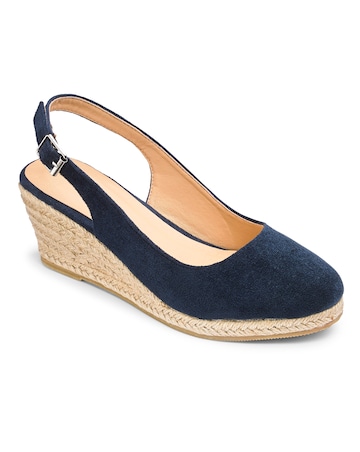 Miami Wedge Espadrille Slingback Sandals - Wide Fit (E)