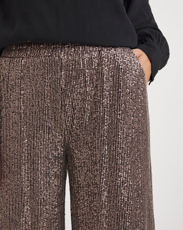 Bronze Stretch Sequin Wide Leg Trousers