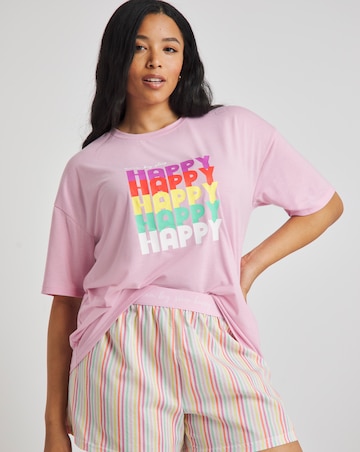 Slogan Tee Pyjama Shortie Set