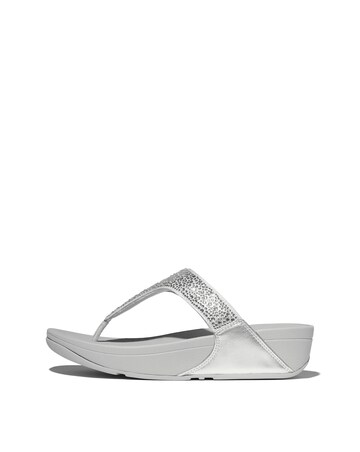 Fit Flop Silver Lulu Crystal Toe-Post Sandals -Standard Fit (D)
