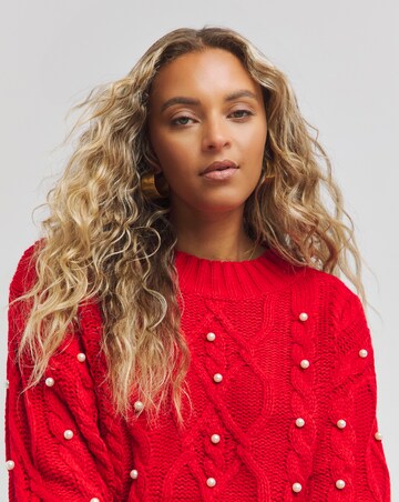 Red Pearl Cable Knit Jumper