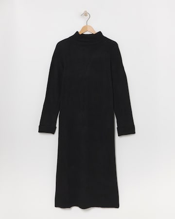 Black High Neck Knitted Midaxi Dress