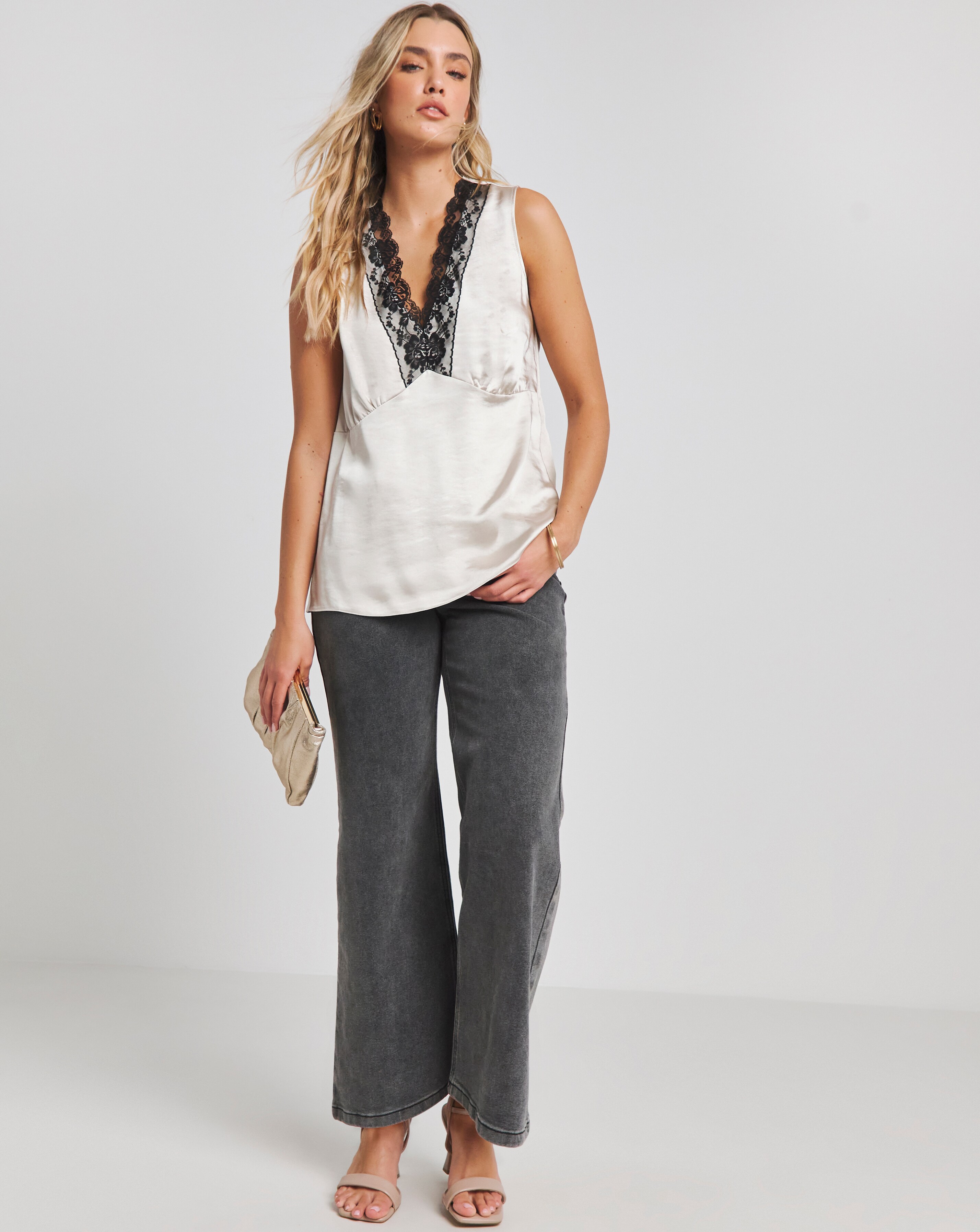 トップス 2WAY SATIN BATTEN LACE VEST 2WAY SATIN BATTEN LACE VEST(FREE BLACK): AMERI: WOMENS