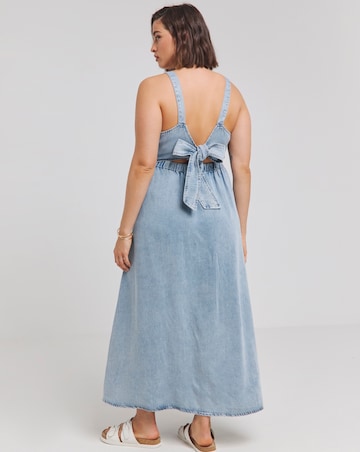 Simply Be Light Wash Lyocell Bow Back Maxi Dress