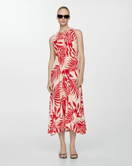 Mango Julia Leaf Print Dress