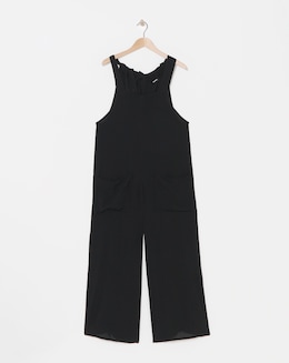 Simply Be Black Crinkle Wide Leg Jumpsuit With Pockets