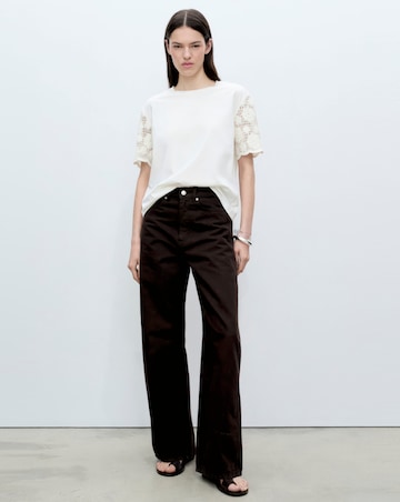 Mango Crochet Sleeve Cotton T-Shirt