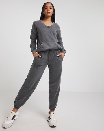 Acid Wash V Neck Sweatshirt