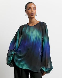 Joanna Hope Ombre Volume Sleeve Blouse