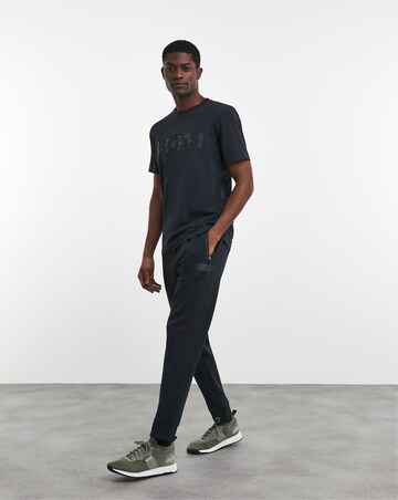 BOSS Navy Stripe Logo Cuffed Jogger