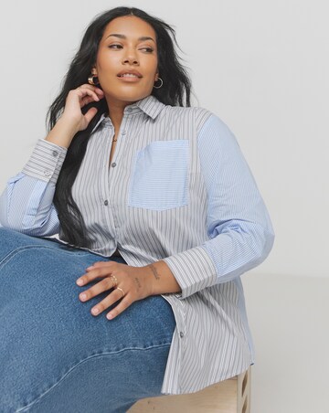 Oversized Mixed Stripe Poplin Shirt