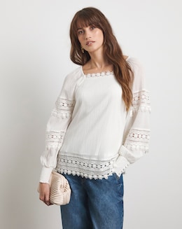 Joanna Hope Crinkle Blouse With Premium Trims