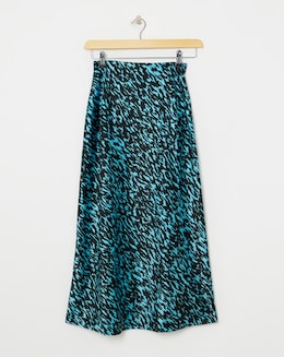 Printed Stretch Satin Slip Skirt