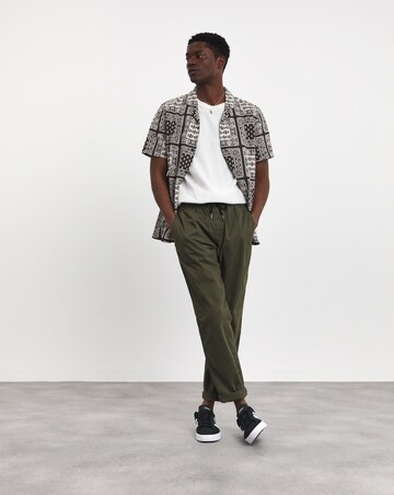 Linen Blend Bandana Print Cuban Collar Shirt