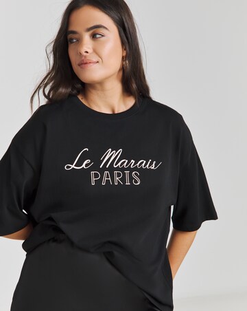 Black Oversized Paris Graphic T-Shirt