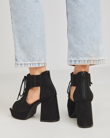 Avar Strappy Heeled Shoe Boots Wide E Fit