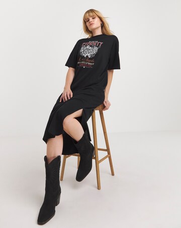 Black Rock Graphic Maxi T-Shirt Dress With Side Split