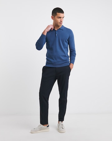 Blue Long Sleeve Knitted Polo