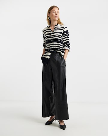 Black Stripe Dipped Back Viscose Shirt