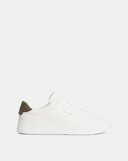 Tommy Hilfiger Court Leather Trainer - Ecru/Green