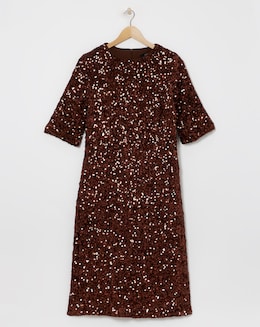 Joanna Hope Copper Sequin T-Shirt Dress