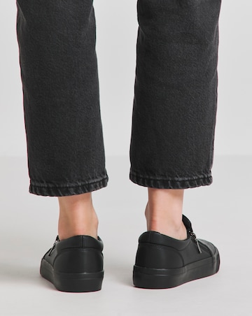 Beatrix Laser Cut Slip on Side Zip Trainer - Wide Fit (E)