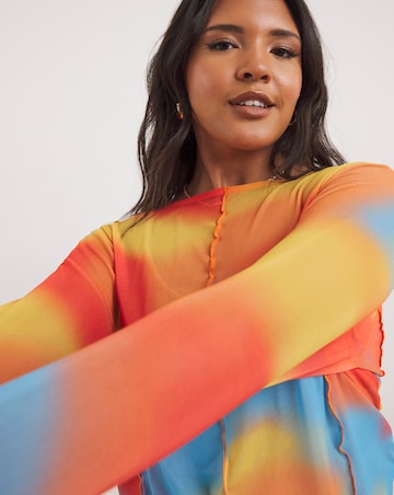 Multi Print Mesh Overlock Top