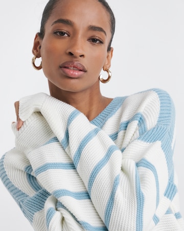 Blue Stripe Crew Neck Jumper