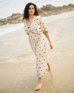 Simply Be Natural Embroidered Blend Midi Dress