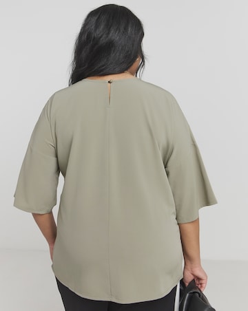 Khaki Pocket Drop Shoulder Boxy Blouse